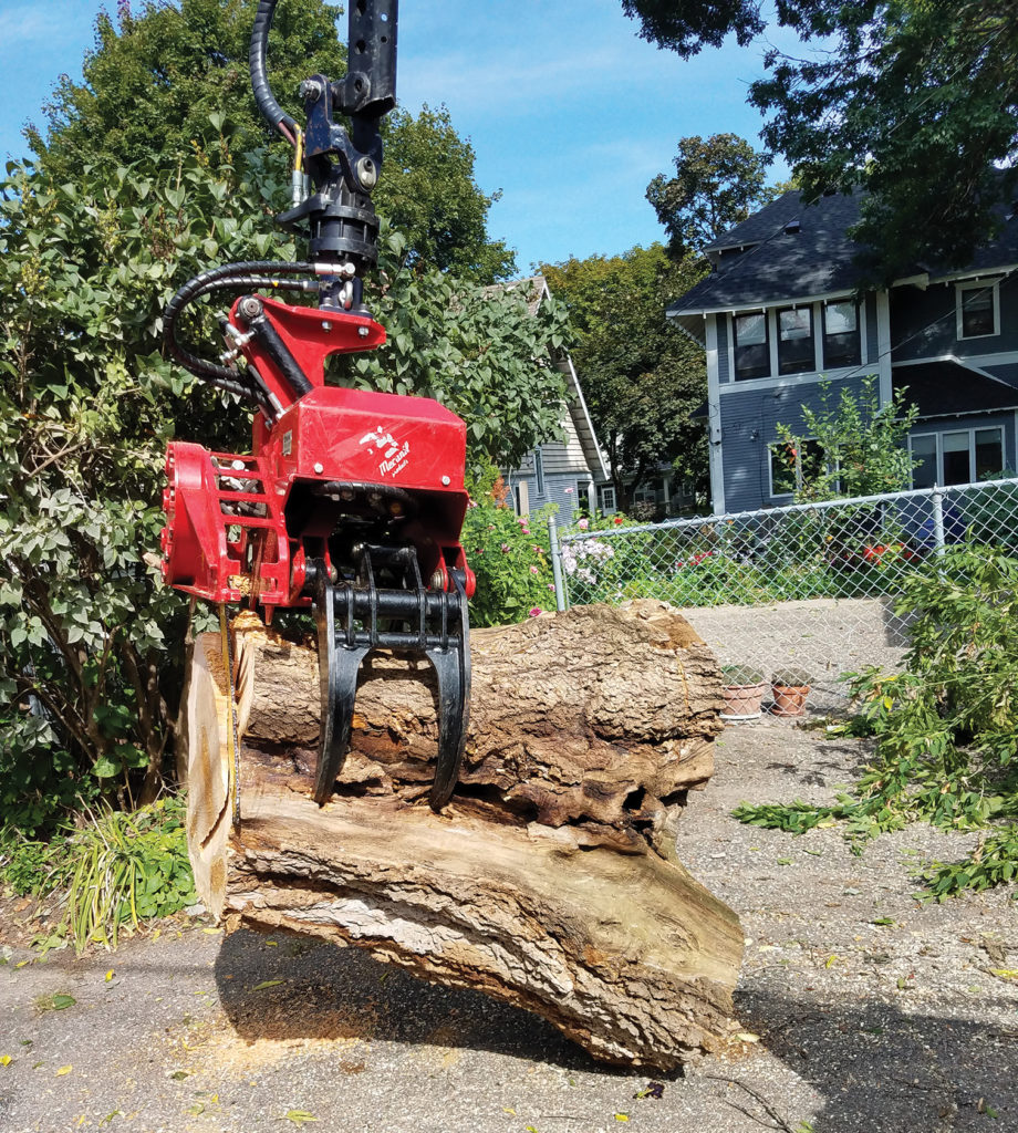 Larger-diameter wood sections can be successfully removed by making two or three cuts and being certain of grip.